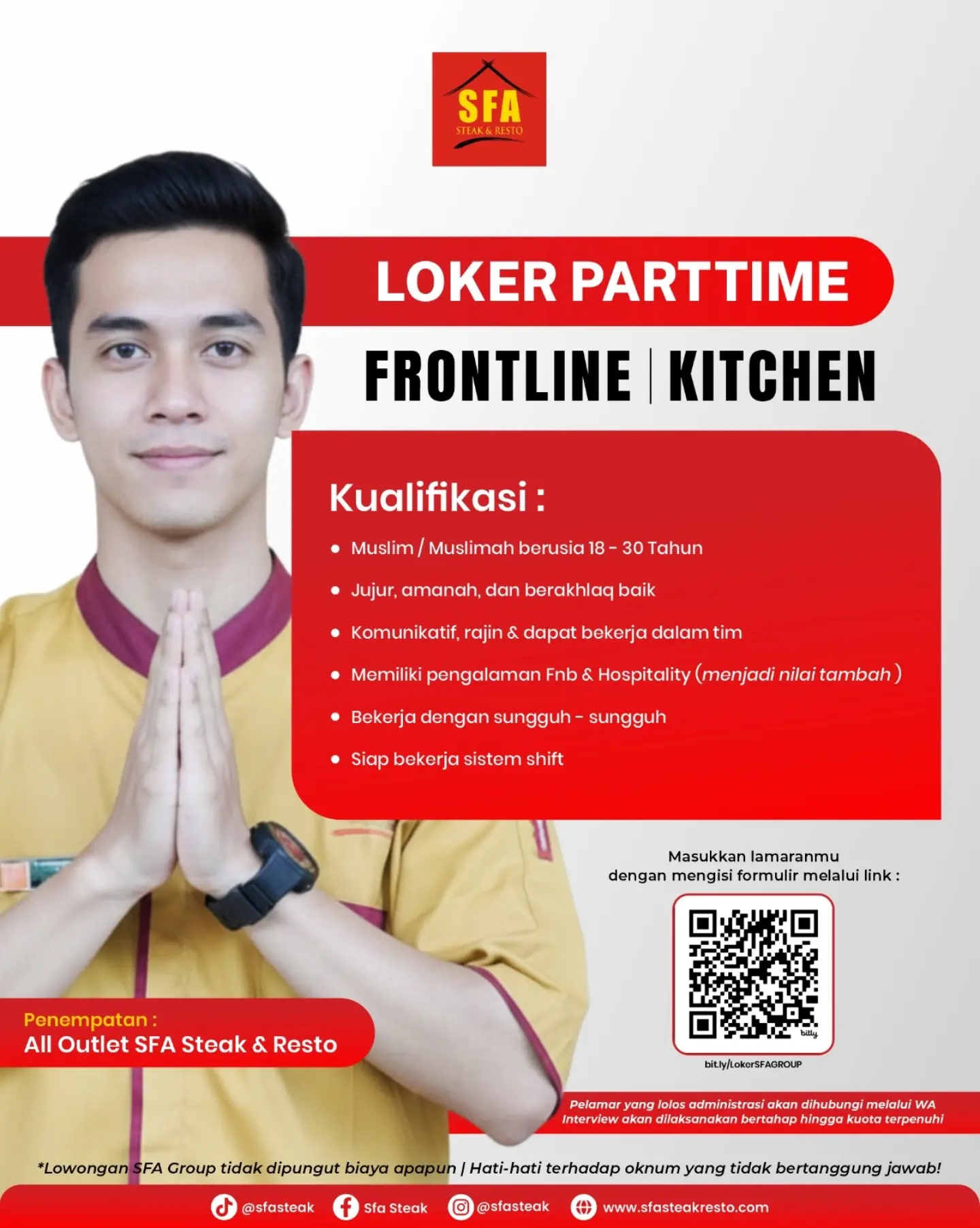 Poster Lowongan Kerja SFA Group (SFA Steak & Resto / Heika Kopi) Slide 1