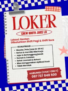 Lowongan Kerja Crew Booth di JUICE LB (Gentan)