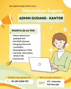 Lowongan Kerja Admin Gudang – Kantor di Springkids Baby & Kids Wear (Solo)