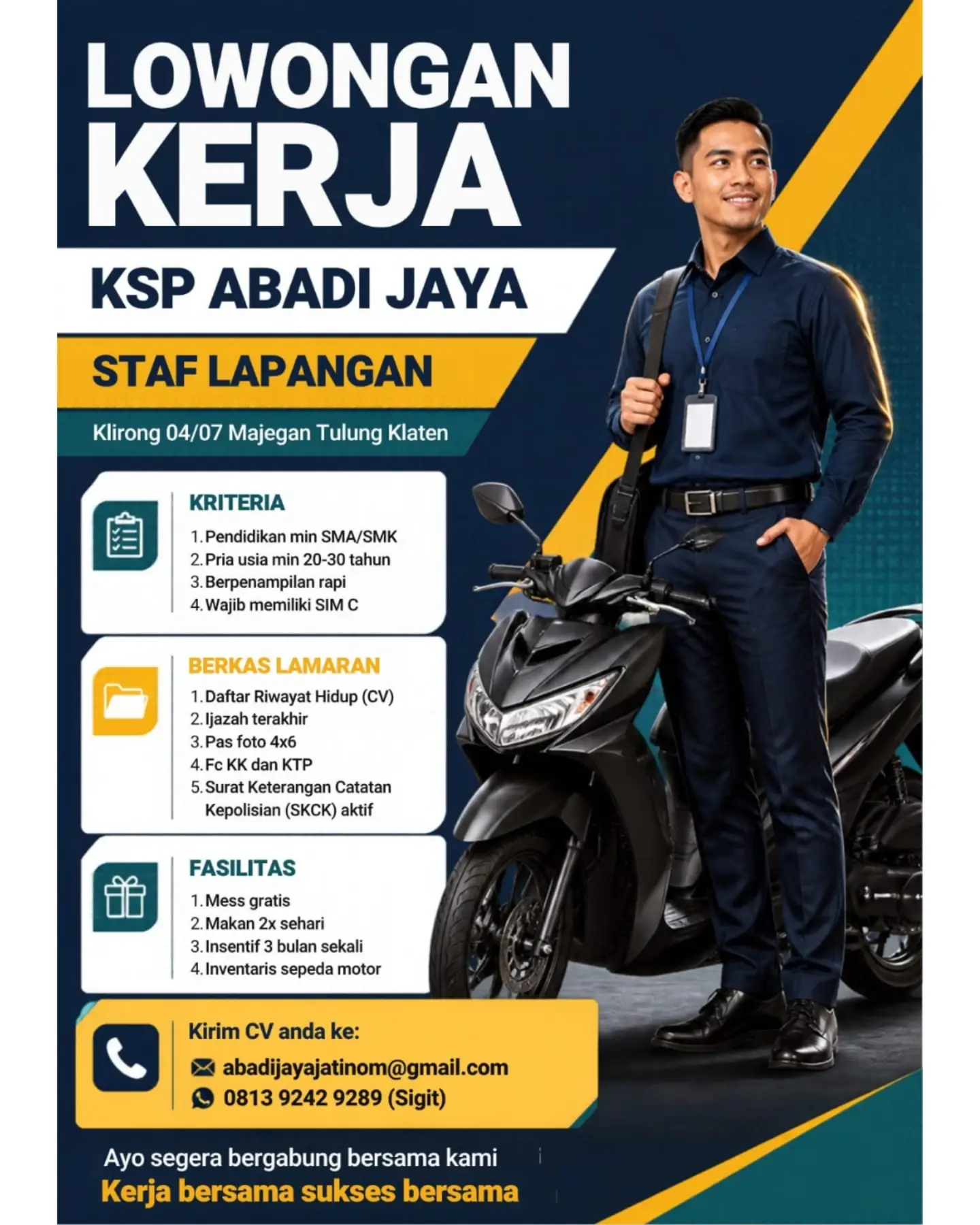 Poster Lowongan Kerja Staf Lapangan - KSP Abadi Jaya