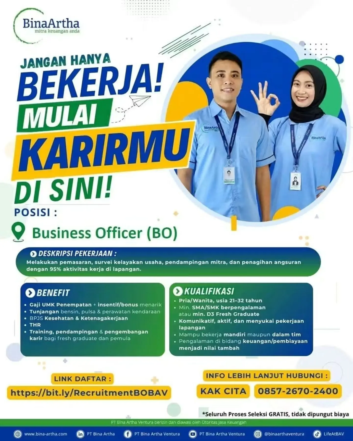 Poster Lowongan Kerja Business Officer (BO) - PT. Bina Artha Ventura