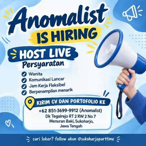 Poster Lowongan Kerja Host Live - Anomalist