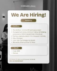 Lowongan Kerja Marketing di CERMIN clinic by Citanti Plasma (Solo)