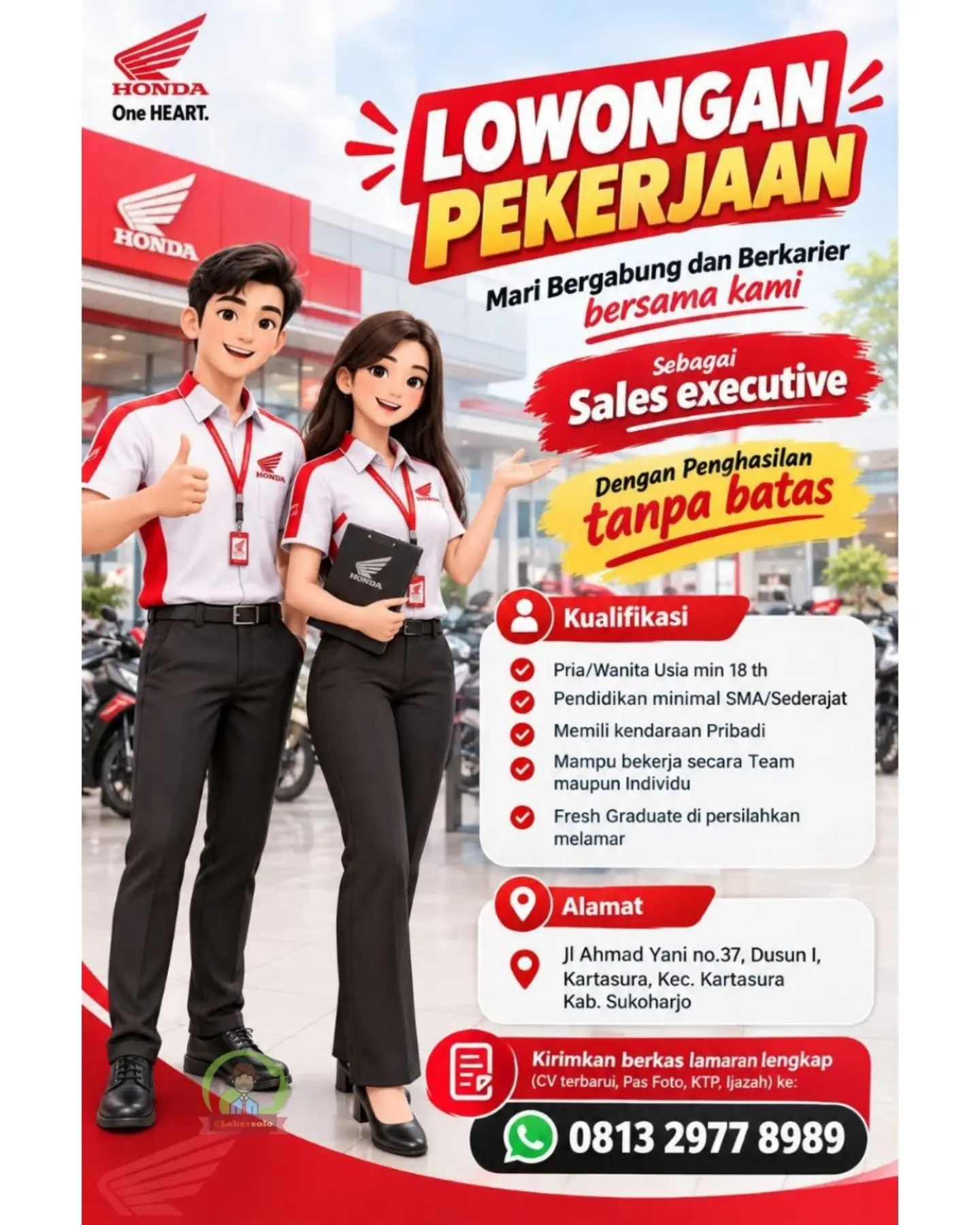 Poster Lowongan Kerja Sales Executive - Dealer Honda Nagamas Motor