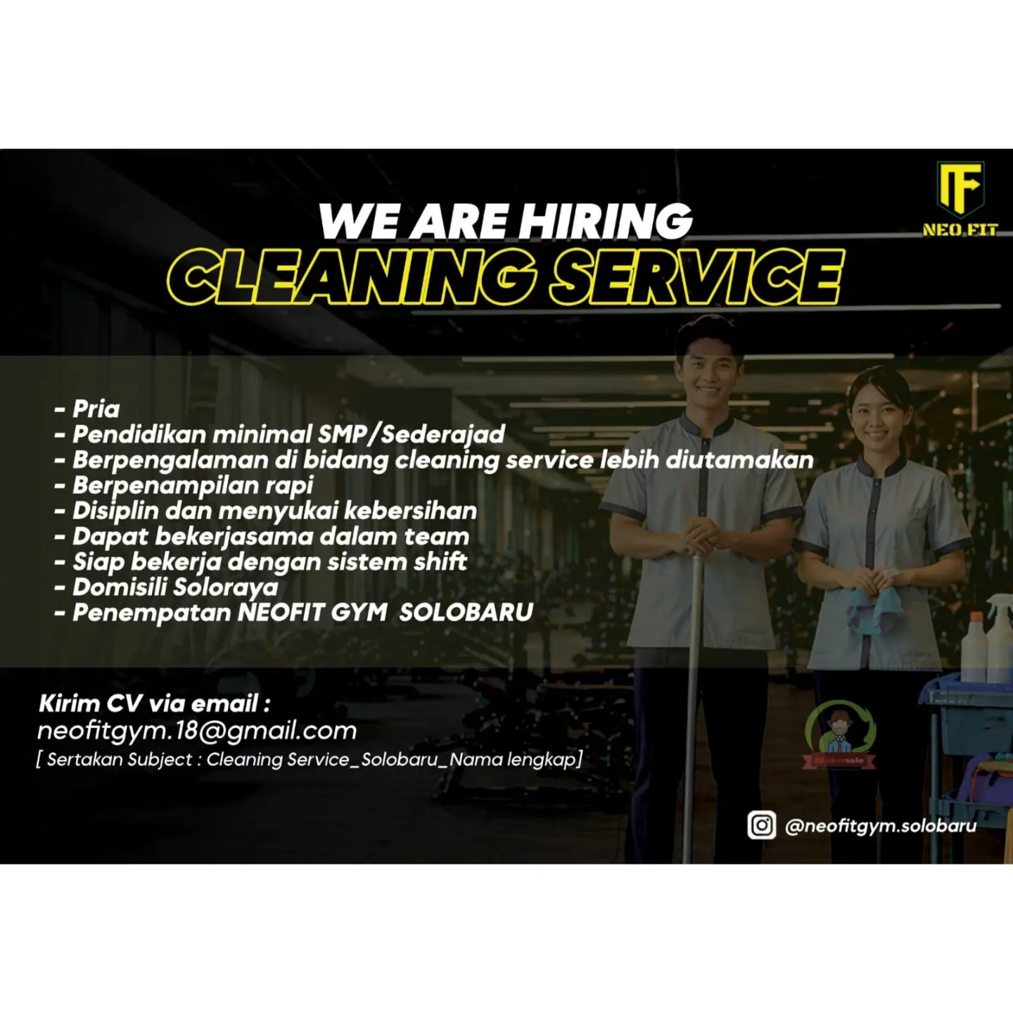 Poster Lowongan Kerja Cleaning Service - Neo Fit Gym