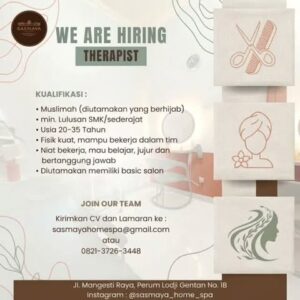 Lowongan Kerja THERAPIST di SASMAVA Home Spa (Gentan, Sukoharjo)