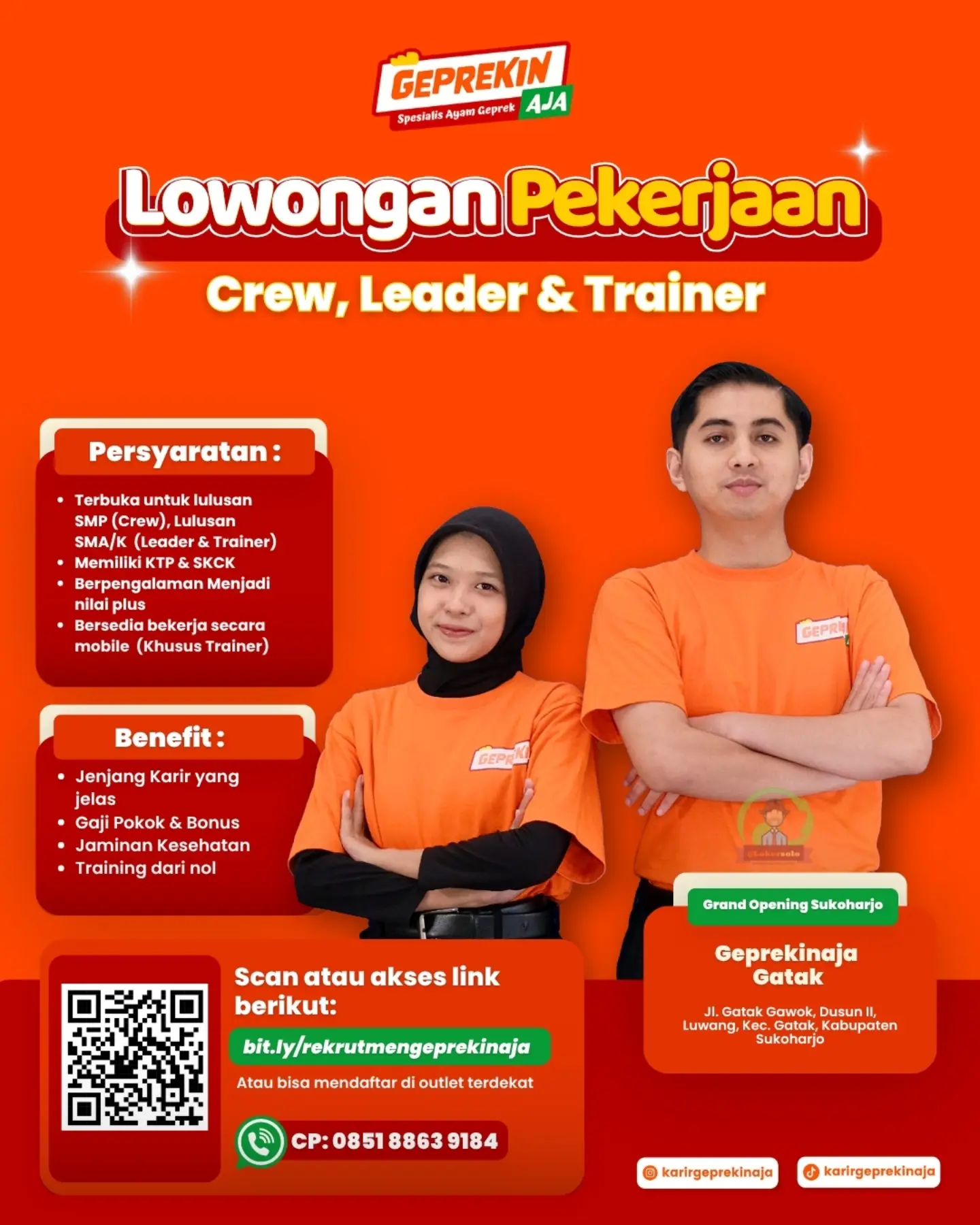 Poster Lowongan Kerja Geprekin Aja (Geprekinaja Gatak)