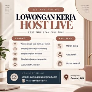 Lowongan Kerja Host Live di Perusahaan (Cemani, Sukoharjo)