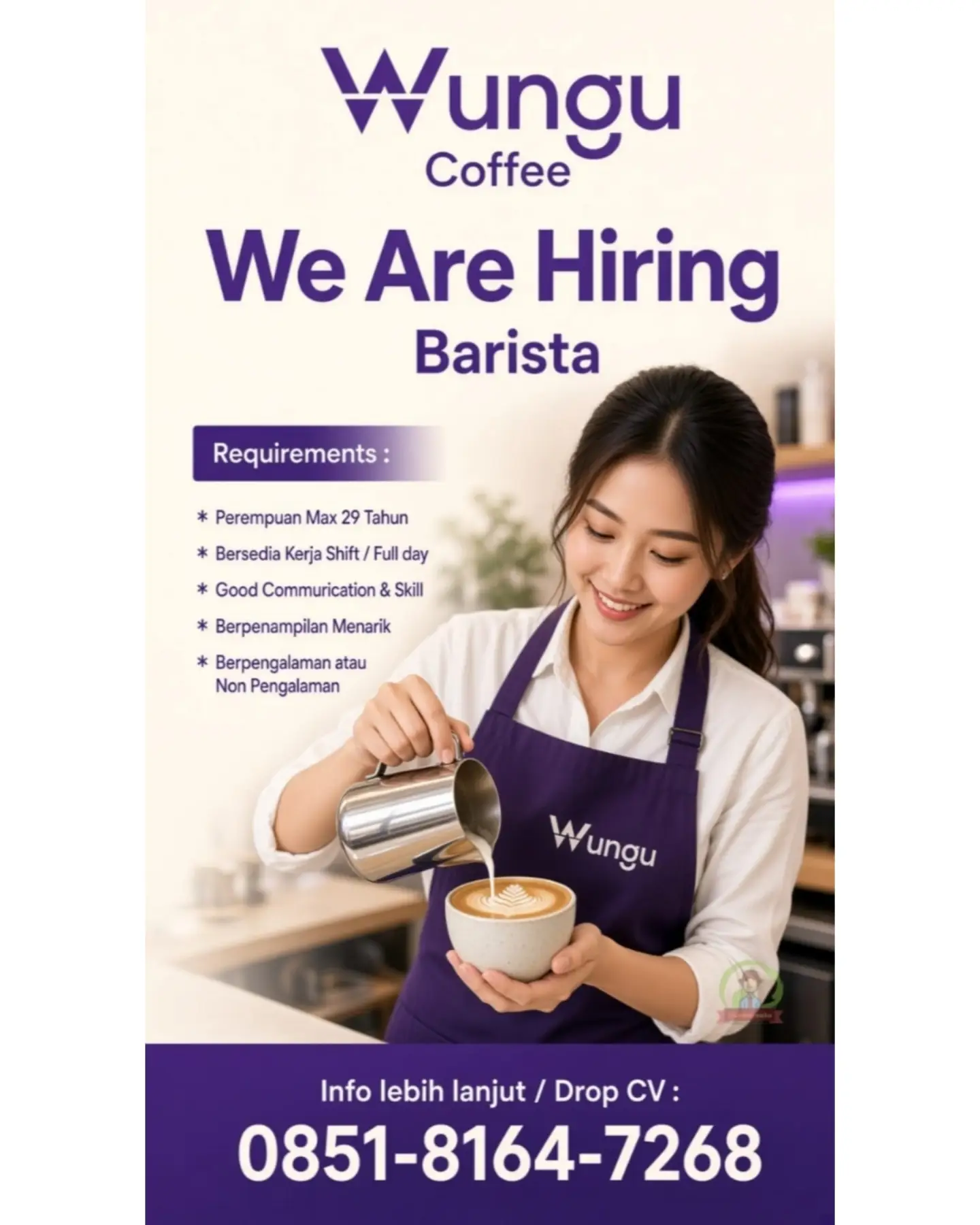 Poster Lowongan Kerja Barista - Wungu Coffee