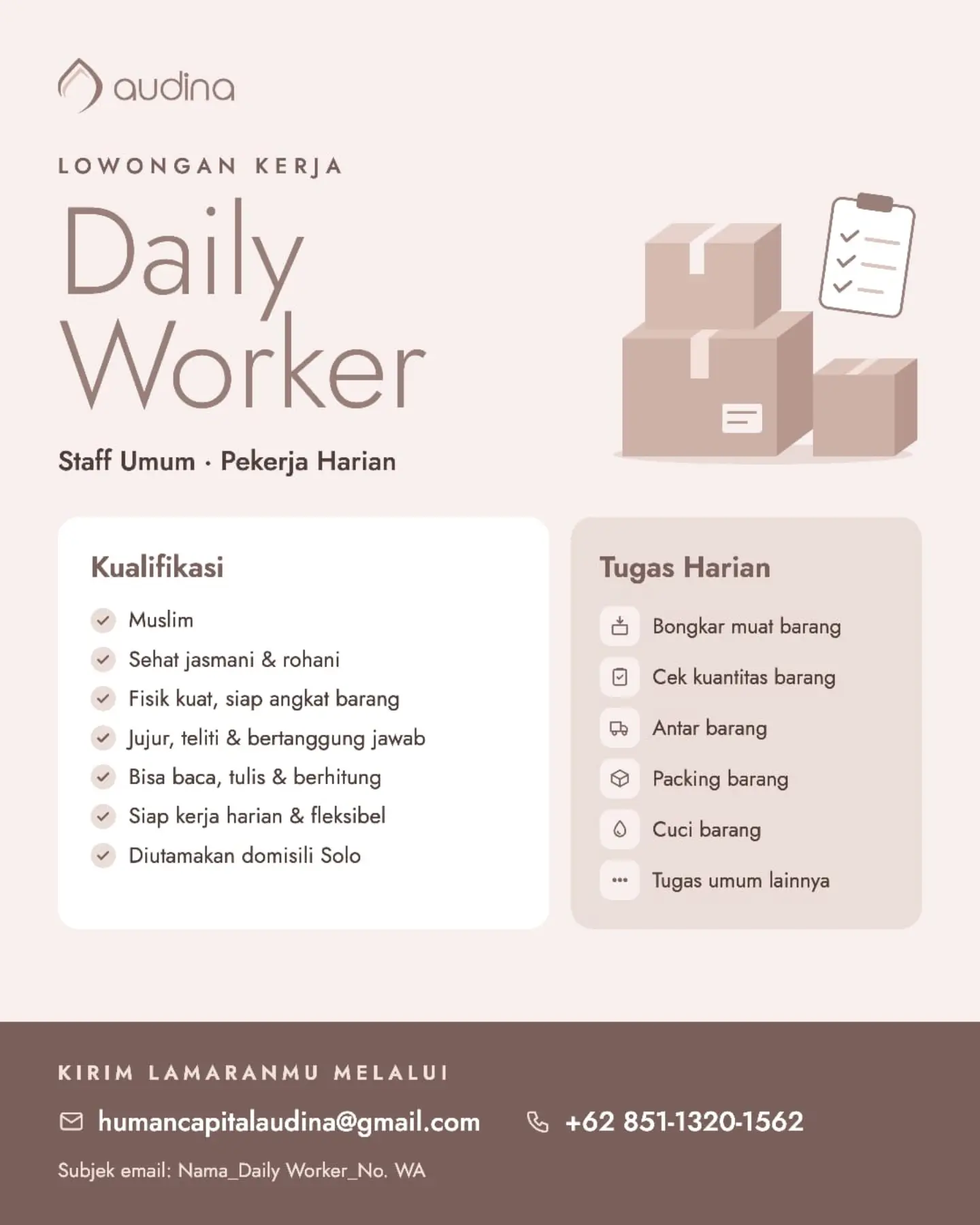 Poster Lowongan Kerja Audina Slide 1