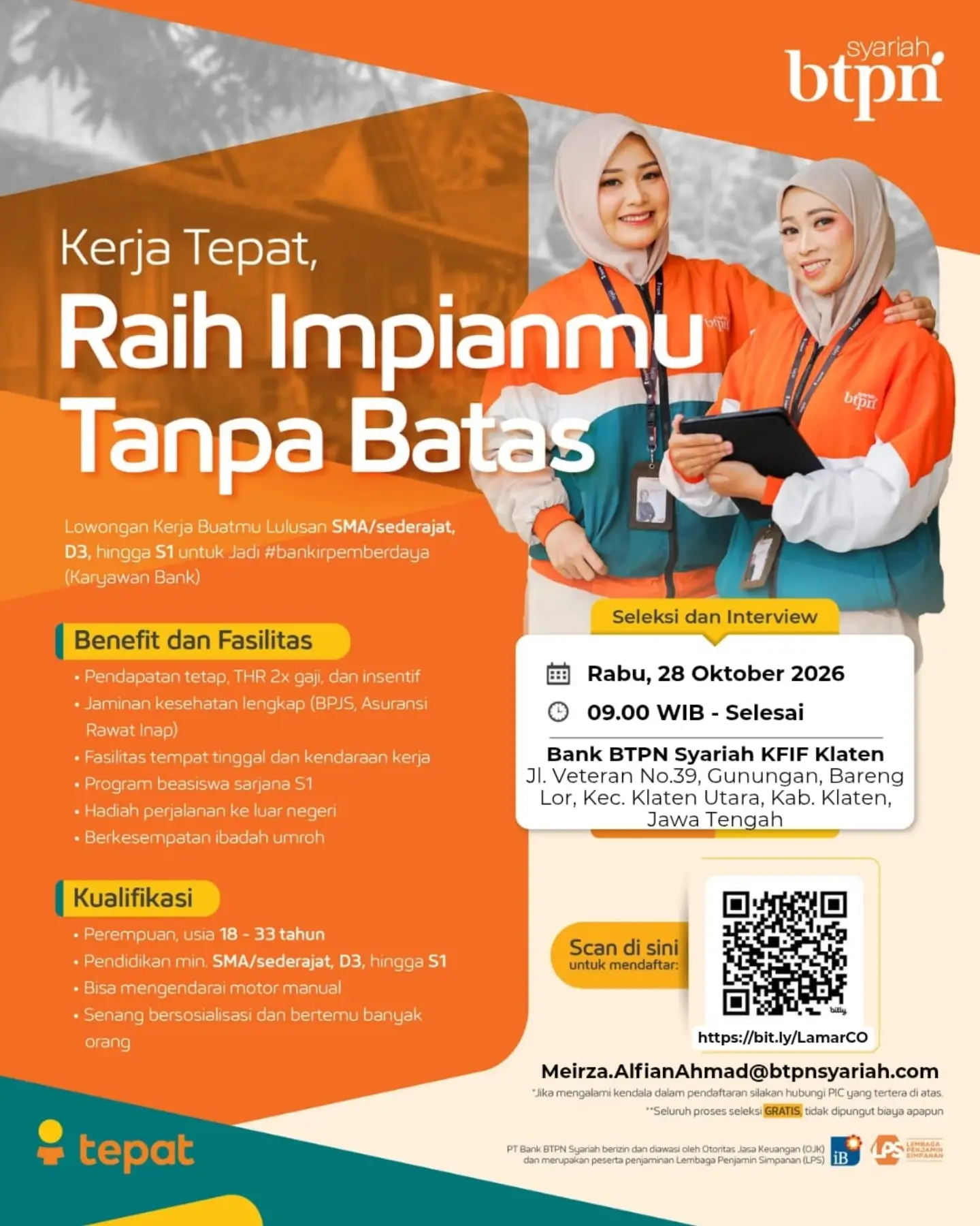 Poster Lowongan Kerja Community Officer (Bankir Pemberdaya) - Bank BTPN Syariah