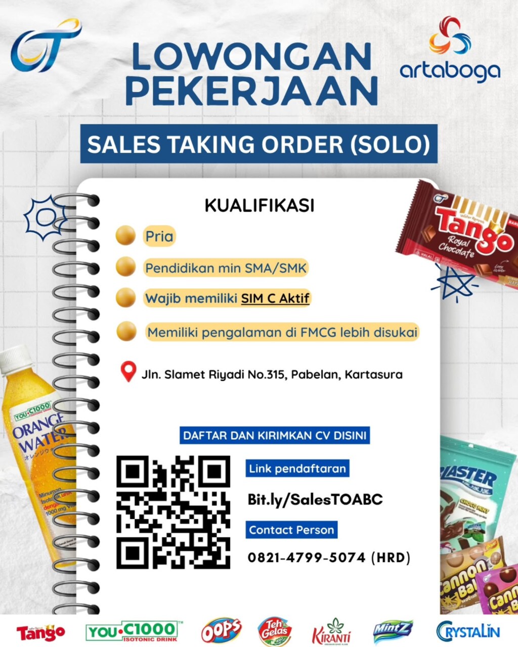 Poster Lowongan Kerja SALES TAKING ORDER - ARTABOGA