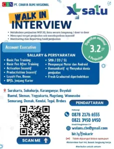 Lowongan Kerja Account Executive di PT CAHAYA BUMI NASIONAL (Surakarta, Sukoharjo, Karanganyar, Boyolali, Bantul, Sleman, Yogyakarta, Magelang, Wonosobo, Semarang, Demak, Kendal, Tegal, Brebes)