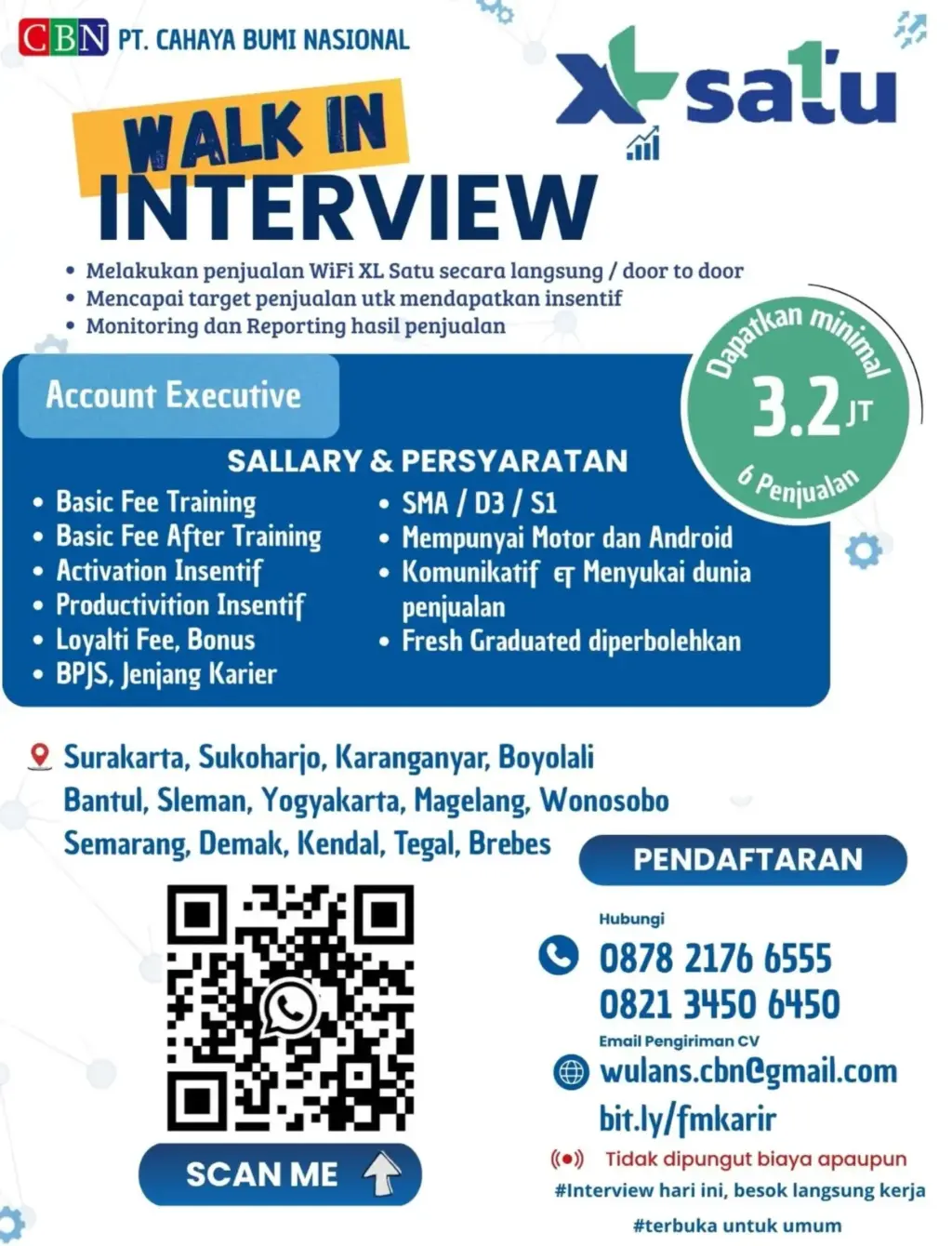 Poster Lowongan Kerja Account Executive - PT CAHAYA BUMI NASIONAL