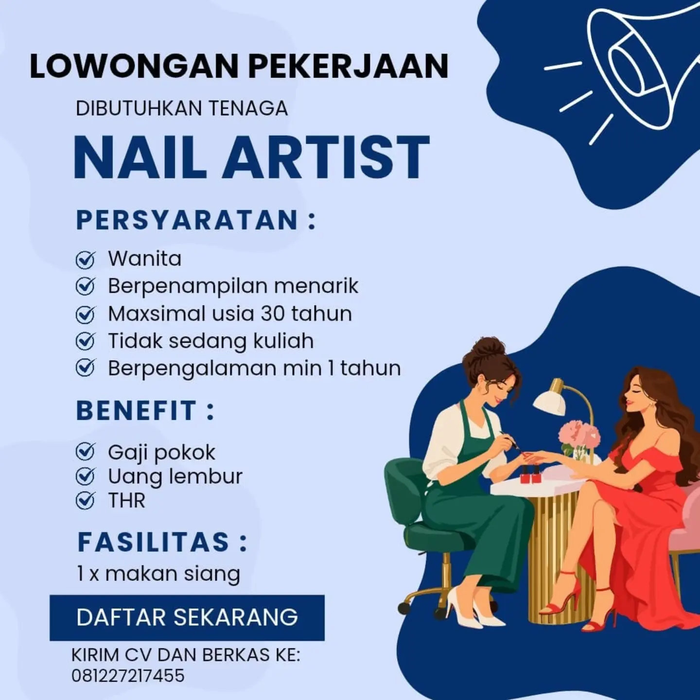 Poster Lowongan Kerja Nail Artist - Flower Beauty Salon