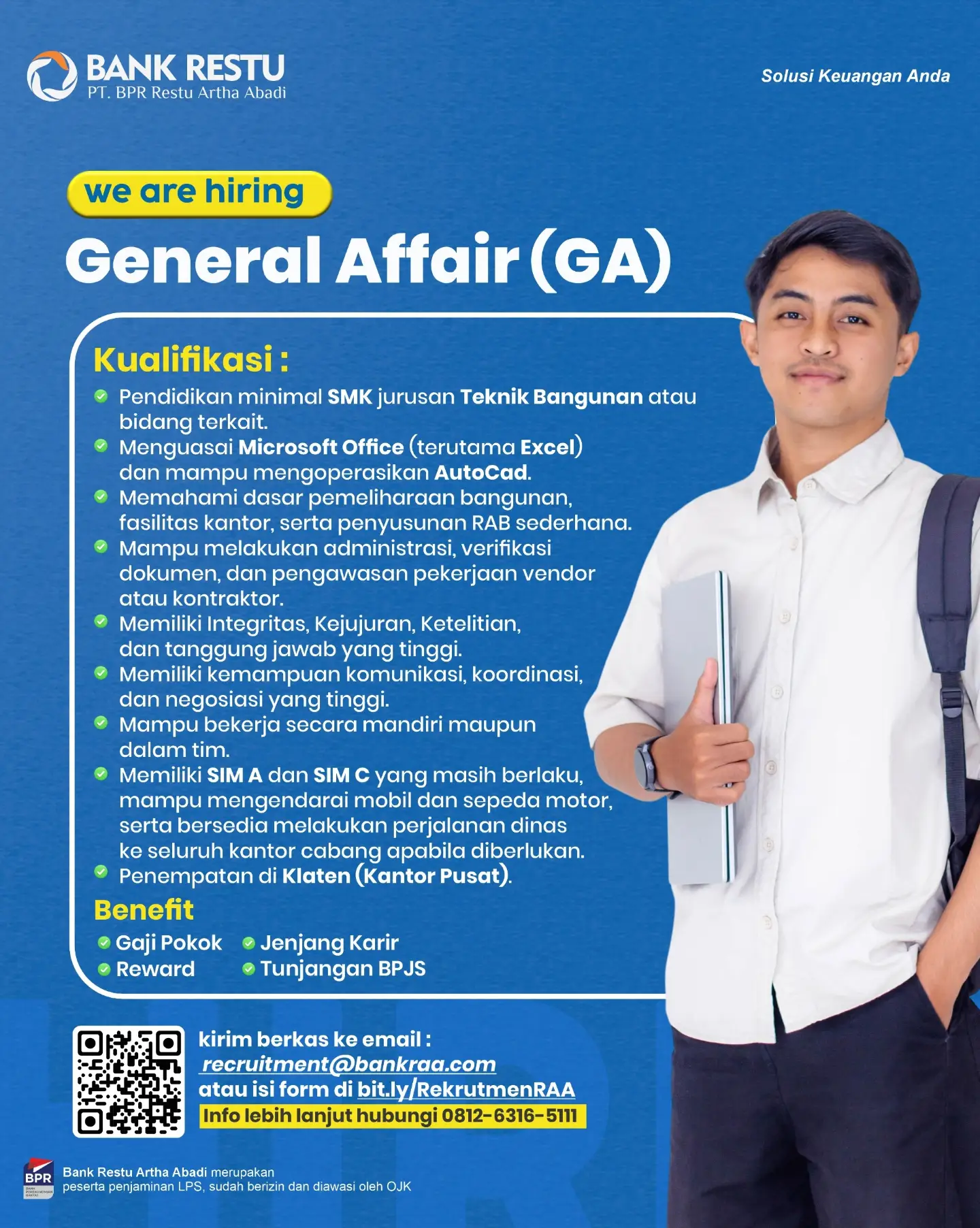 Poster Lowongan Kerja PT BPR Restu Artha Abadi (Bank Restu) Slide 1