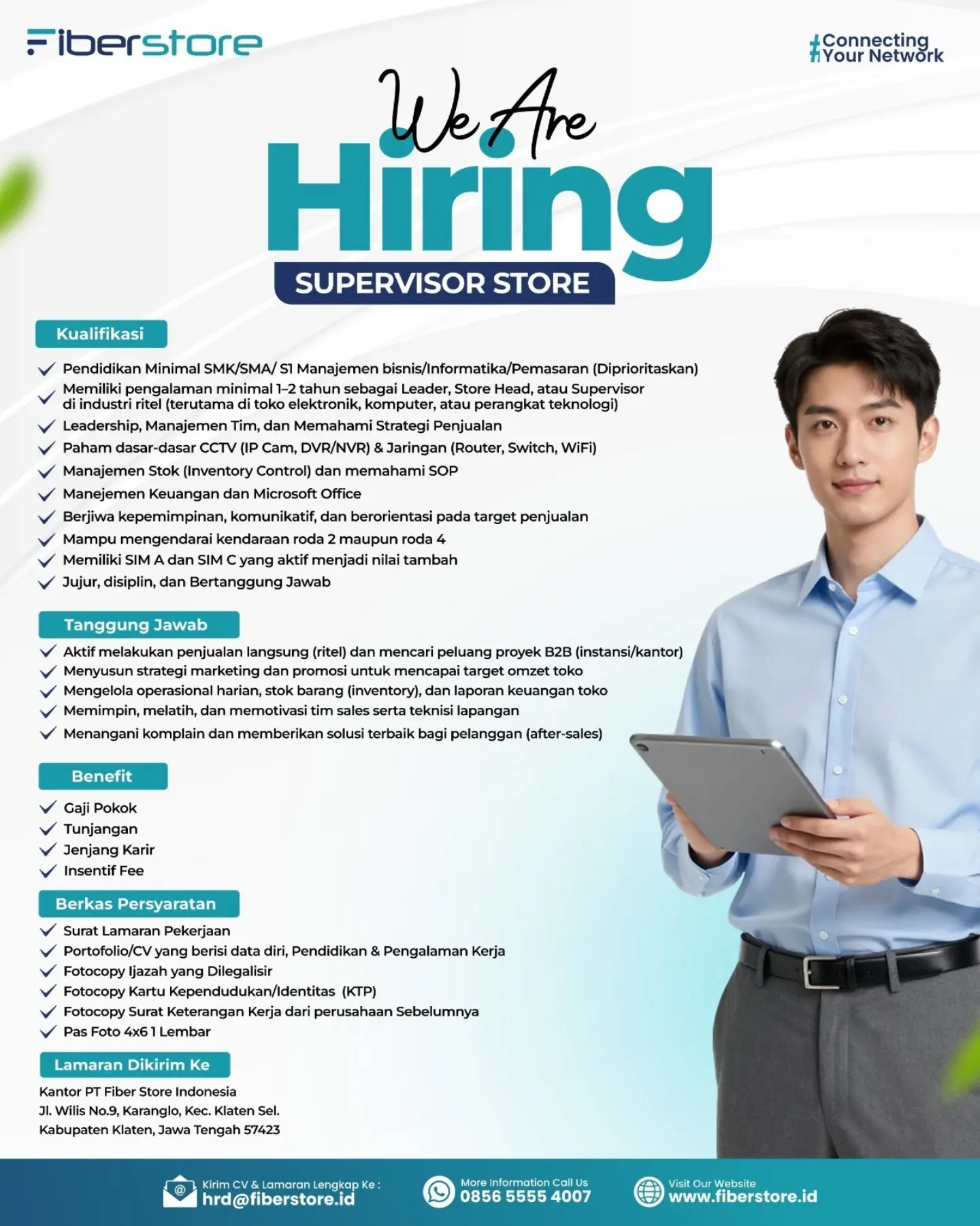 Poster Lowongan Kerja Supervisor Store - PT Fiber Store Indonesia
