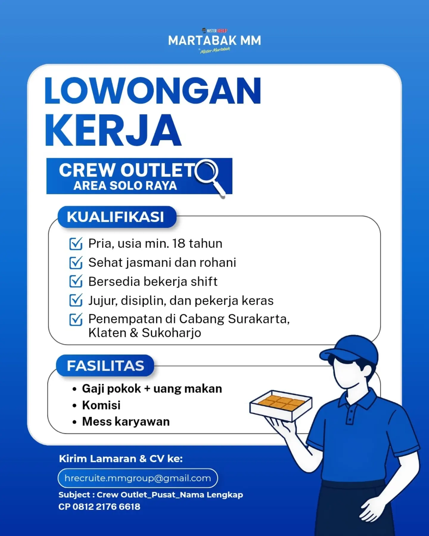 Poster Lowongan Kerja Crew Outlet - Mister Martabak (Martabak MM)