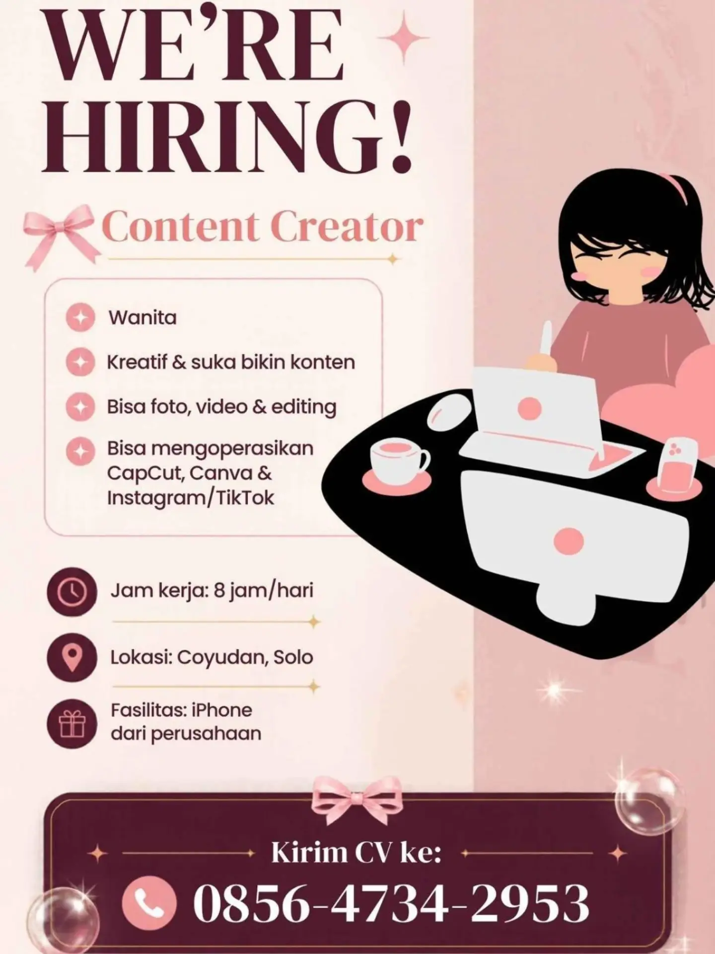 Poster Lowongan Kerja Content Creator - Coyudan Solo