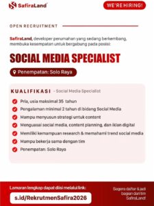 Lowongan Kerja Social Media Specialist di SafiraLand (Solo Raya)