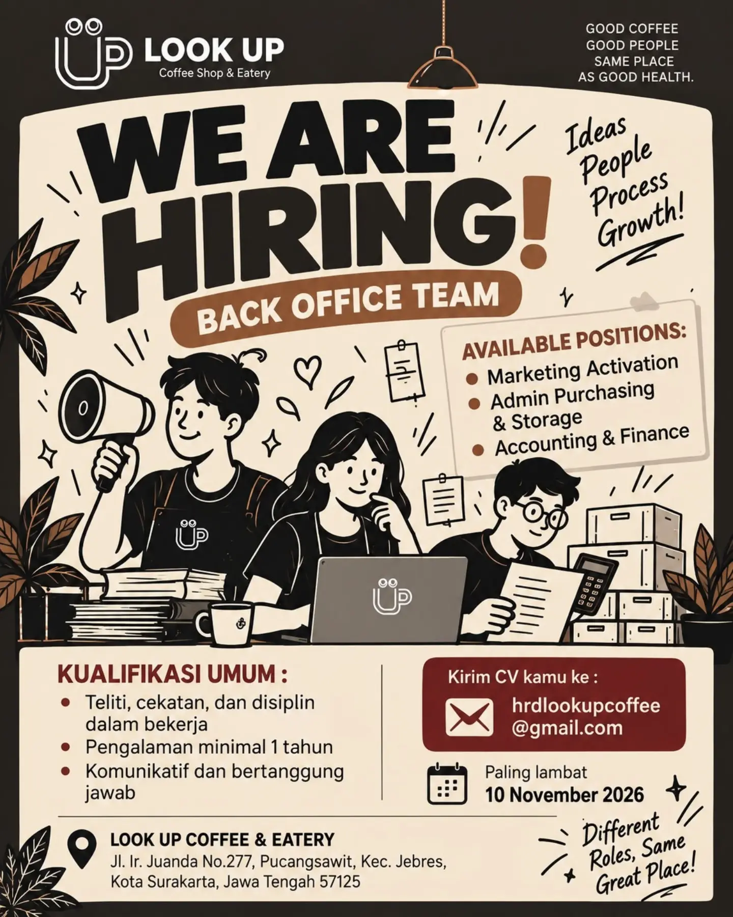 Poster Lowongan Kerja Look Up Coffee & Eatery Slide 1