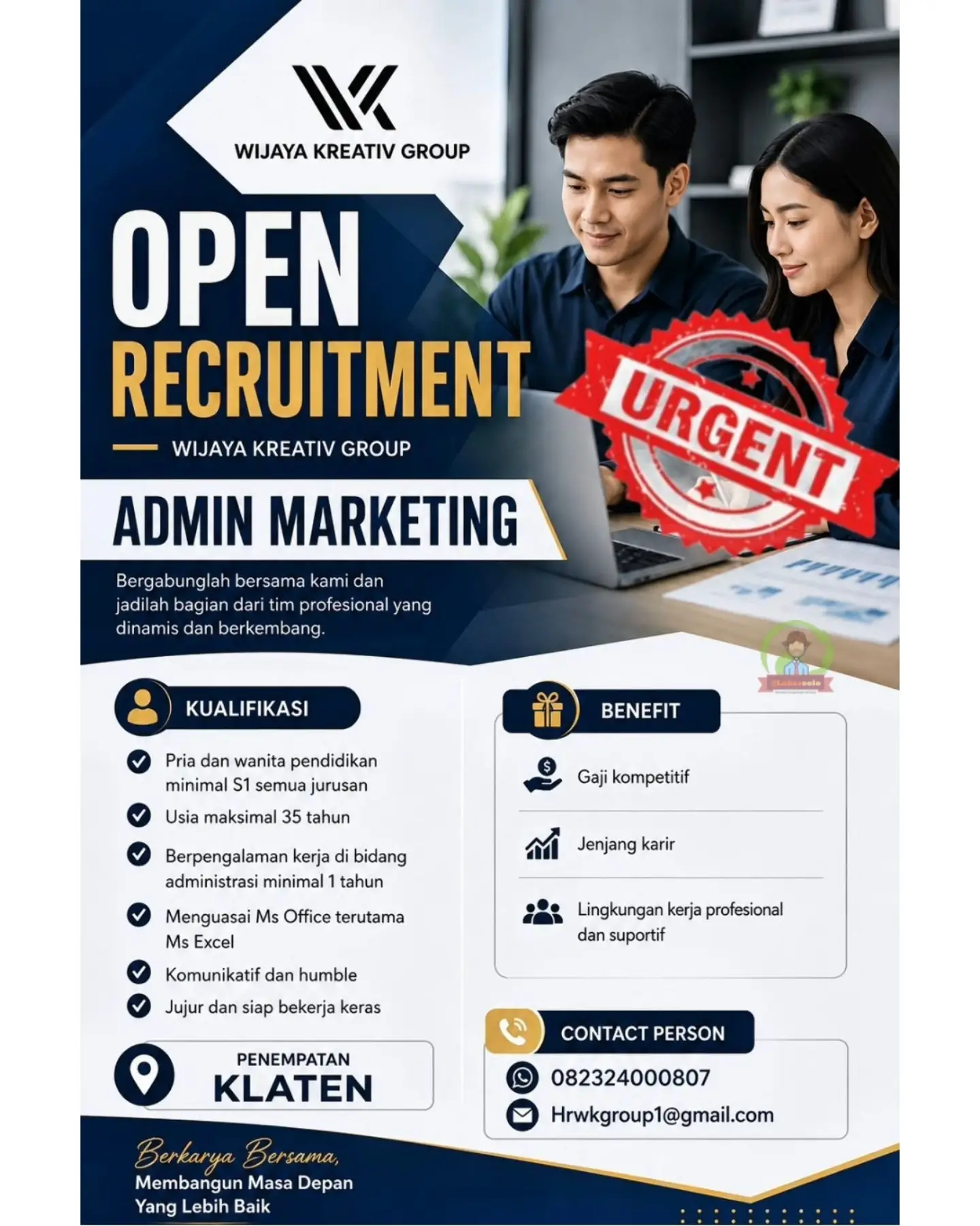 Poster Lowongan Kerja Wijaya Kreativ Group Slide 1