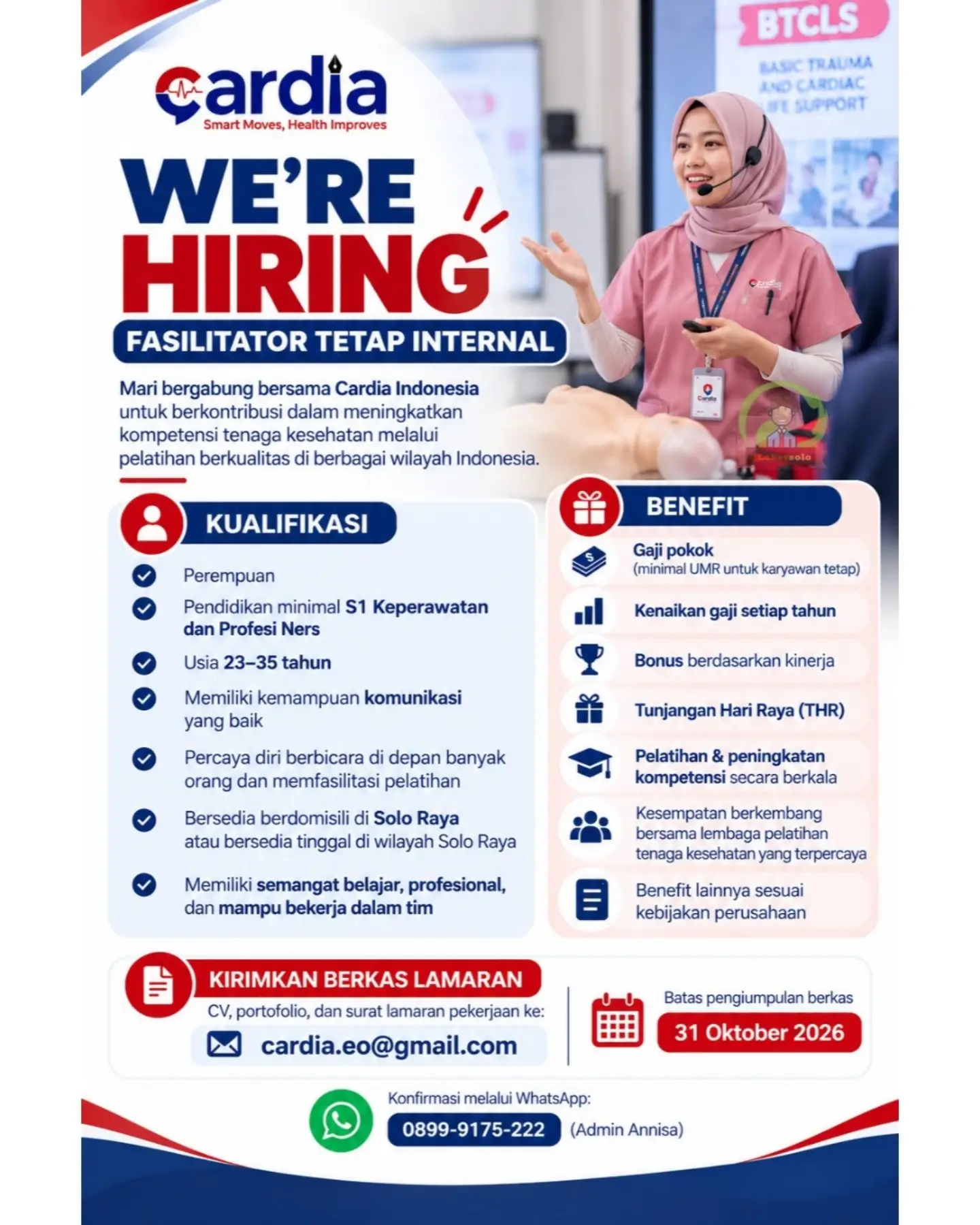 Poster Lowongan Kerja Fasilitator Tetap Internal - Cardia Indonesia