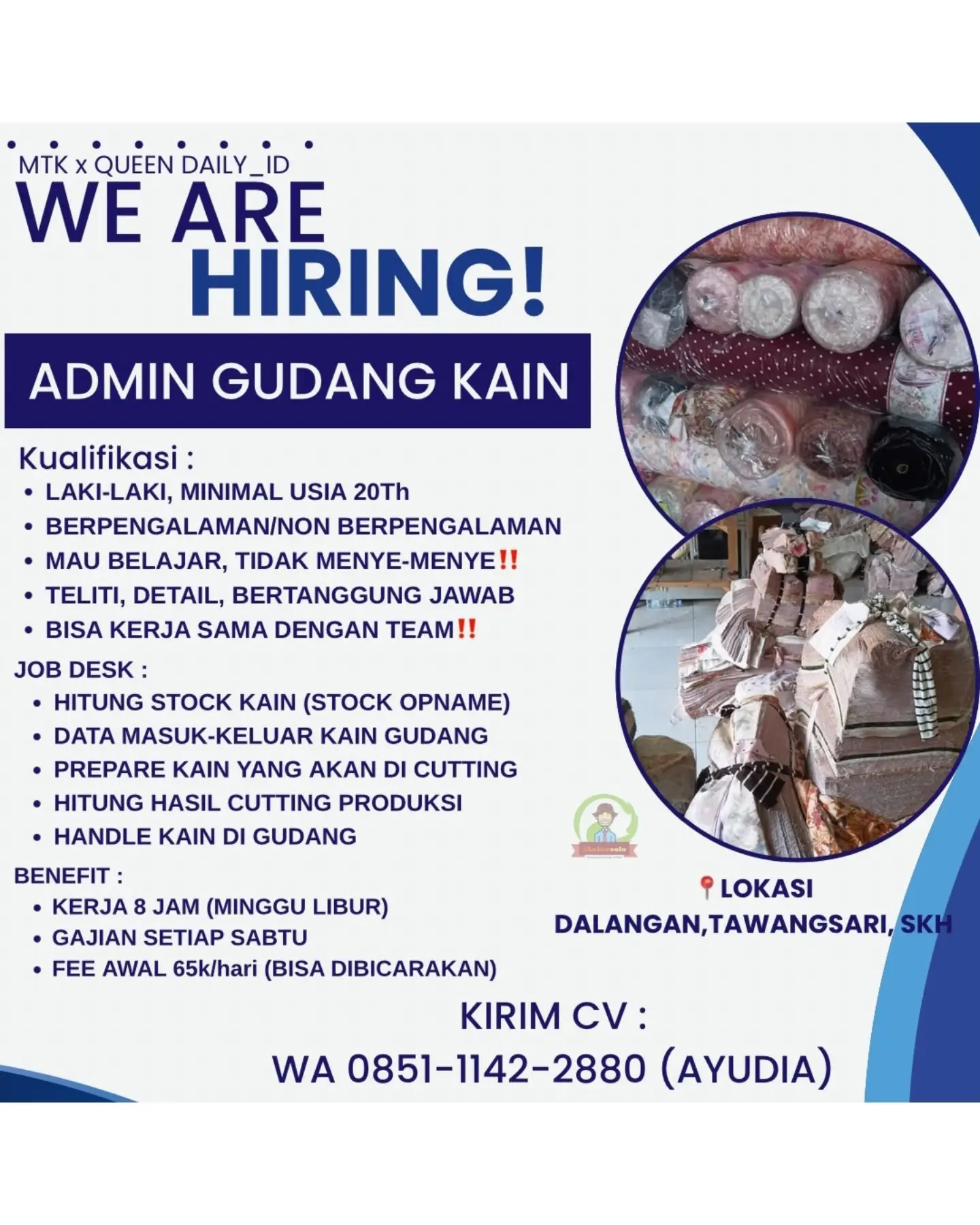 Poster Lowongan Kerja Queen Daily Shop (MTK x Queen Daily) Slide 1