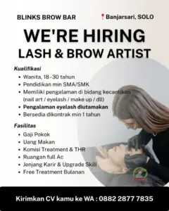 Lowongan Kerja Lash & Brow Artist di Blinks Brow Bar Solo (Banjarsari, Surakarta)