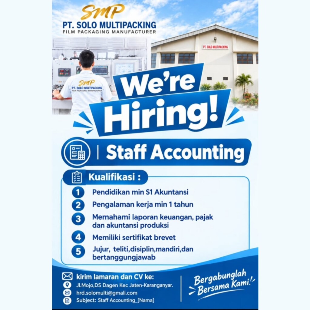 Poster Lowongan Kerja Staff Accounting - PT SOLO MULTIPACKING