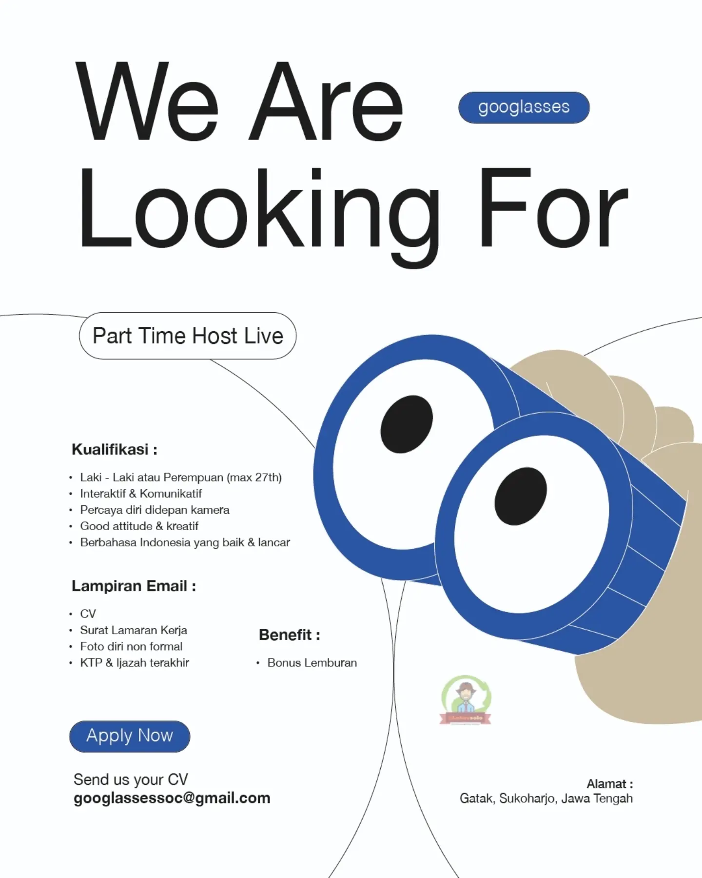 Poster Lowongan Kerja Part Time Host Live - Googlasses