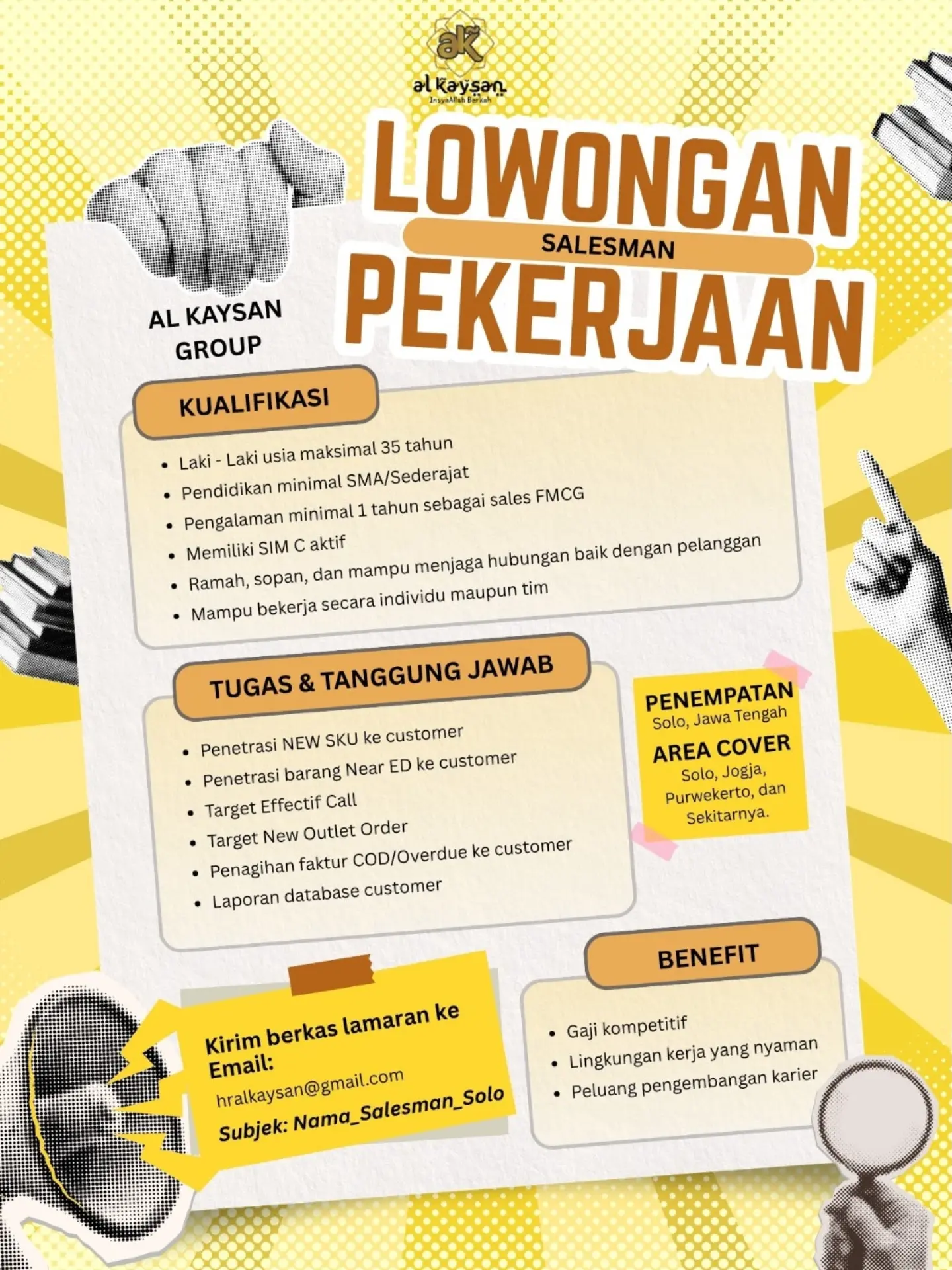 Poster Lowongan Kerja Salesman - Al Kaysan Group