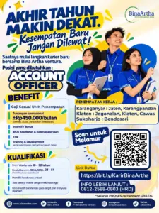 Lowongan Kerja di PT Bina Artha Ventura (Account Officer (Pembiayaan Kelompok) – Karanganyar, Account Officer (Pembiayaan Kelompok) – Klaten, & Account Officer (Pembiayaan Kelompok) – Sukoharjo) – Karanganyar, Klaten, Sukoharjo