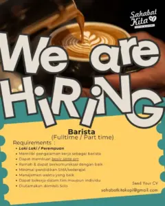 Lowongan Kerja di Sahabat Kita Coffee & Eatery (Barista & Crew Kitchen) – Solo