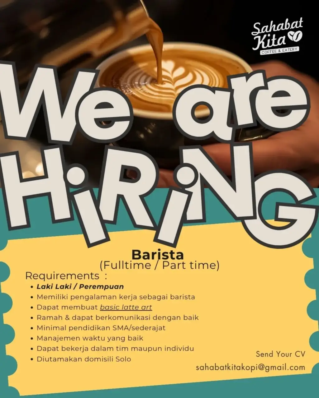 Poster Lowongan Kerja Sahabat Kita Coffee & Eatery Slide 1