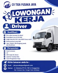 Lowongan Kerja Driver di CV TIGA PUSAKA JAYA (Sukoharjo)