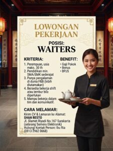 Lowongan Kerja Waiters di Shan Resto (Surakarta)