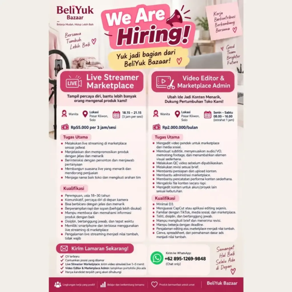 Poster Lowongan Kerja BeliYuk Bazaar