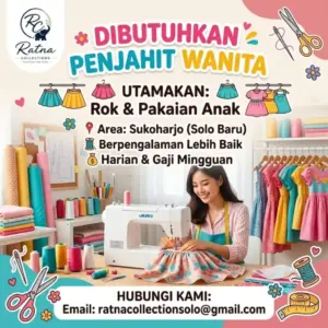 Lowongan Kerja Penjahit Wanita di Ratna Collections (Sukoharjo (Solo Baru))