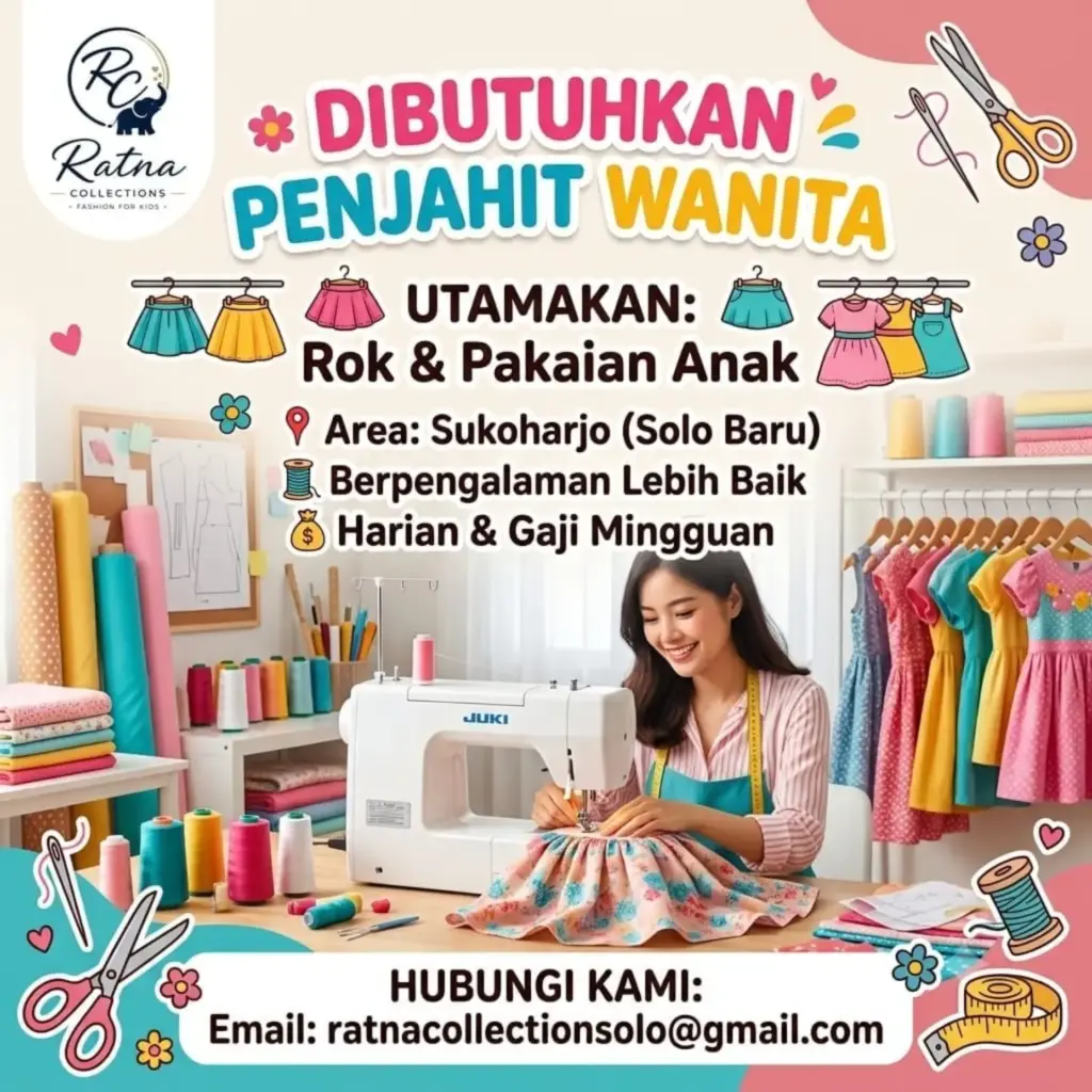 Poster Lowongan Kerja Penjahit Wanita - Ratna Collections