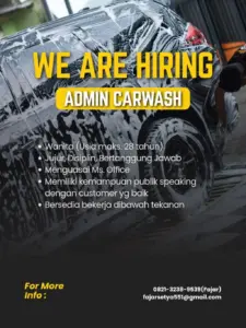 Lowongan Kerja Admin Carwash di Grace Coffee & Car Wash (Gentan, Sukoharjo)