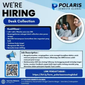 Lowongan Kerja di PT POLARIS SEMESTA GLOBAL (4 Posisi (Desk Collection, Customer Service, dll)) – Solo Baru, Sukoharjo