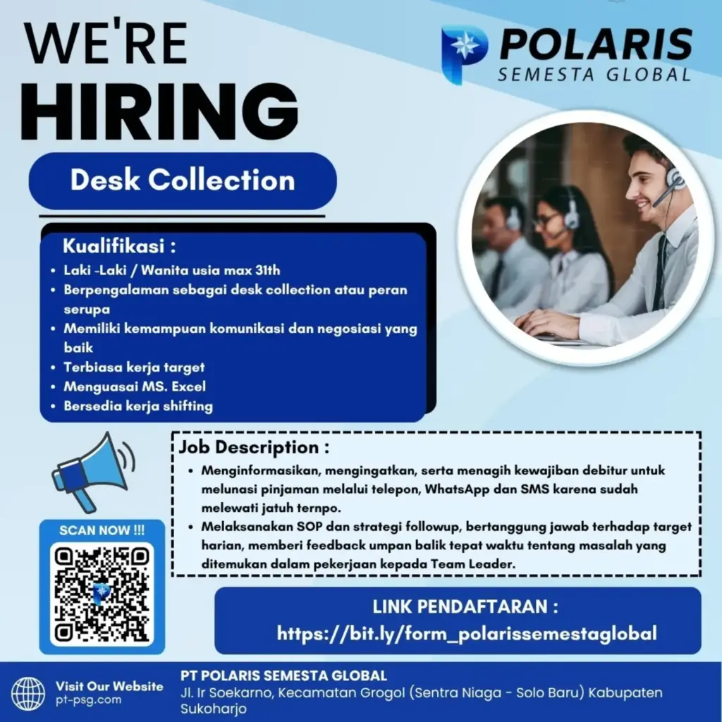 Poster Lowongan Kerja PT POLARIS SEMESTA GLOBAL Slide 1
