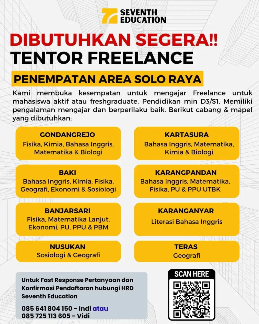 Poster Lowongan Kerja Seventh Education