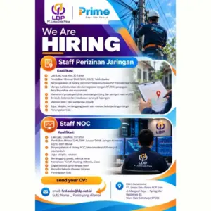Lowongan Kerja di PT Lintas Data Prima (LDP) (Staff Perizinan Jaringan & Staff NOC) – Solo