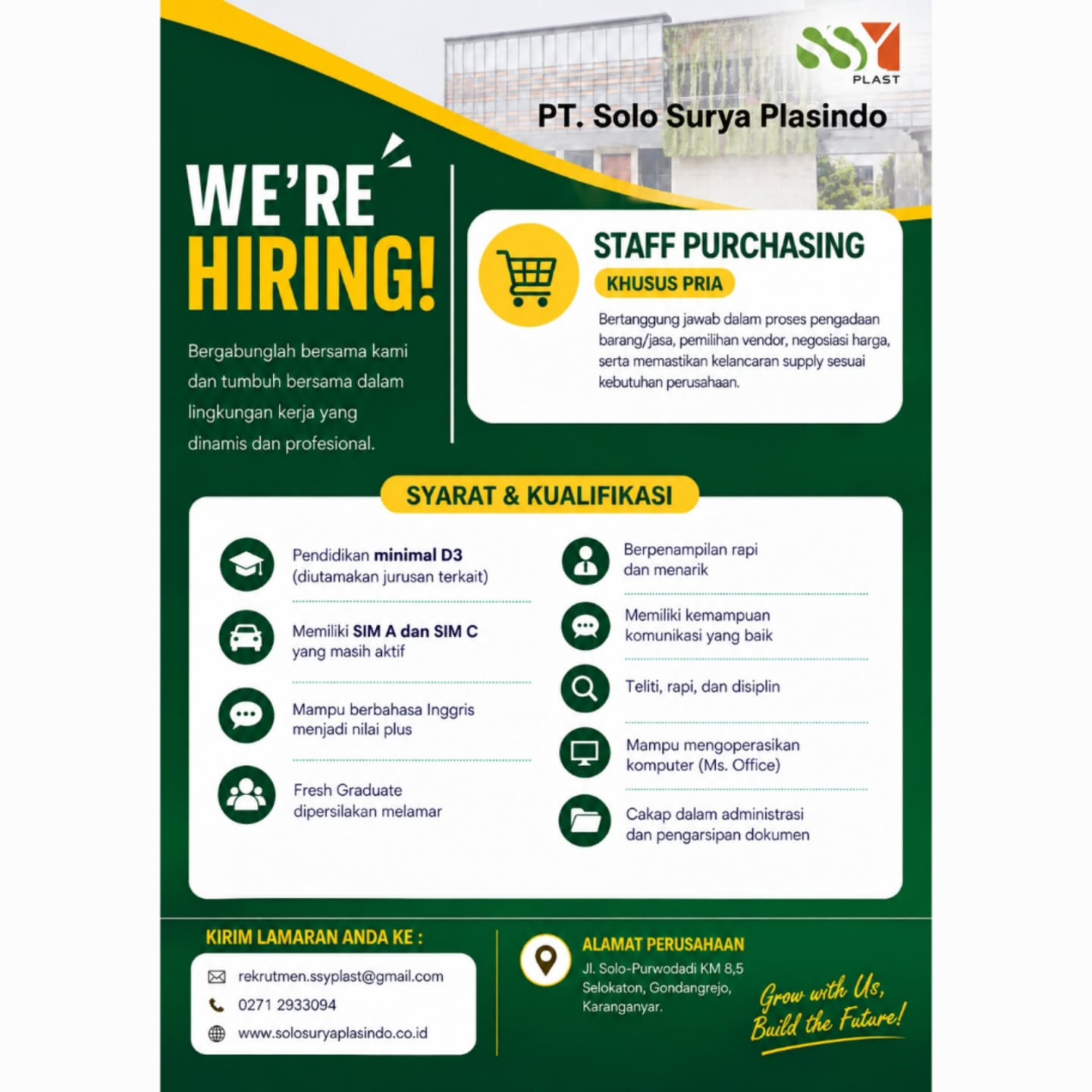 Poster Lowongan Kerja PT. Solo Surya Plasindo Slide 1