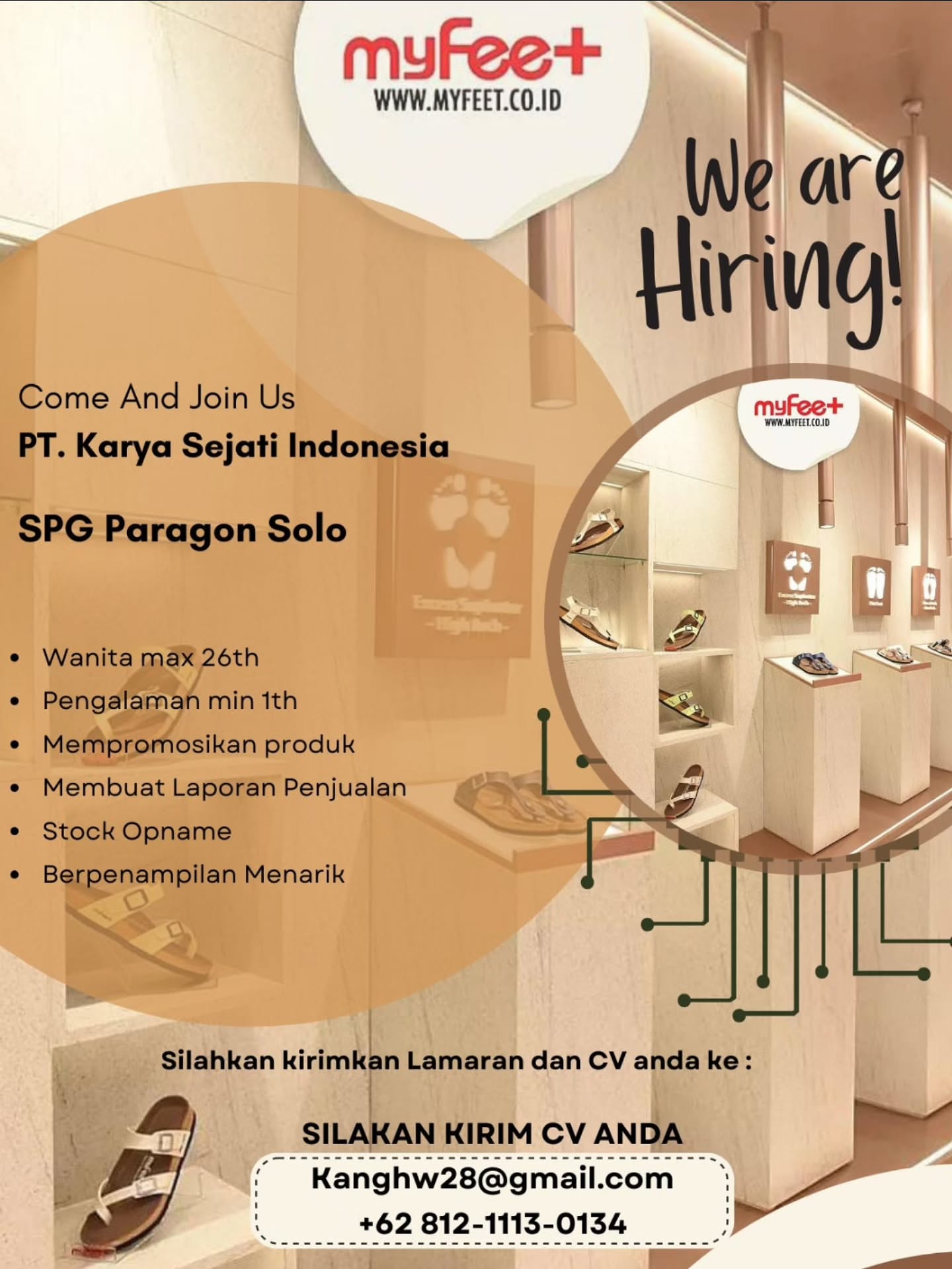 Poster Lowongan Kerja SPG - PT. Karya Sejati Indonesia (MYFEET)