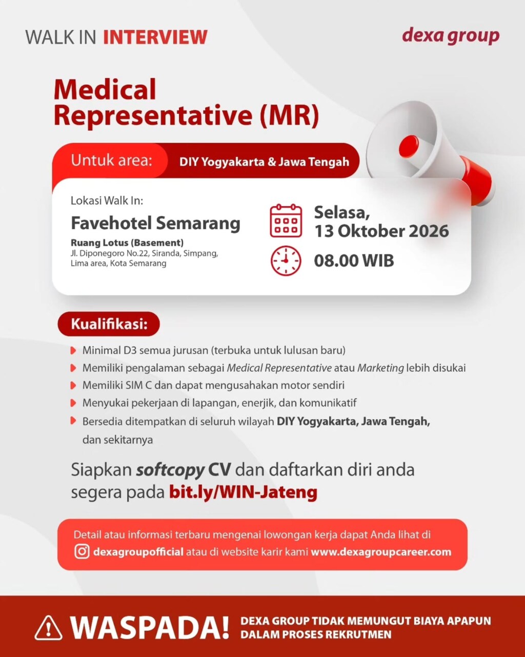 Poster Lowongan Kerja Medical Representative (MR) - Dexa Group