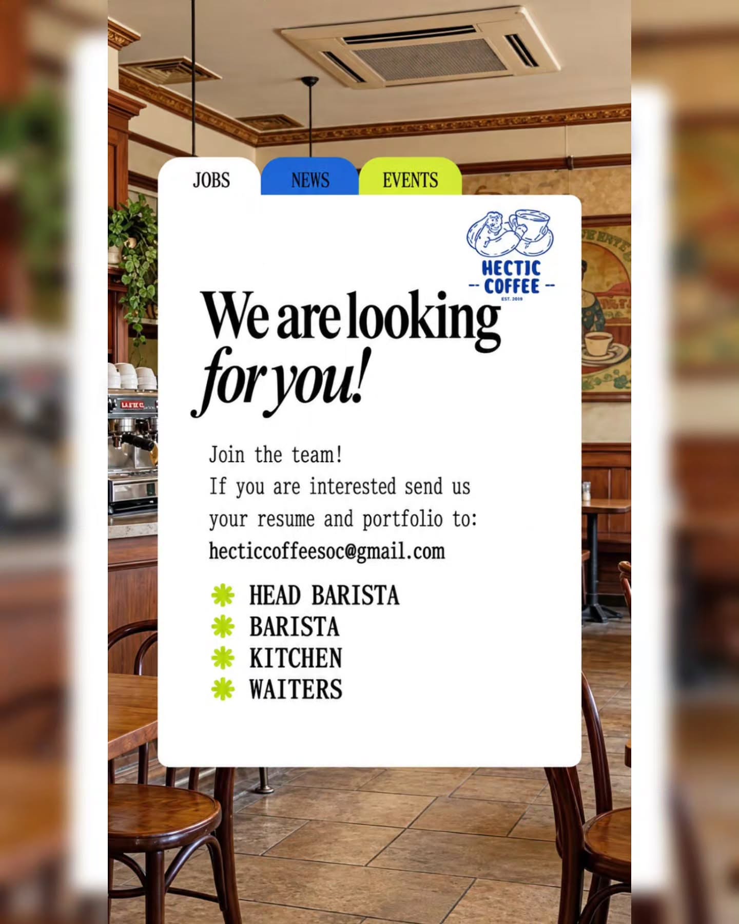 Poster Lowongan Kerja Hectic Coffee
