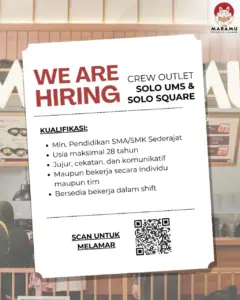 Lowongan Kerja Crew Outlet di Maramu (Solo UMS & Solo Square)